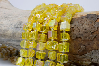 Natural Quartz Golden AB Polished 9-13mm Hexagon Nugget
