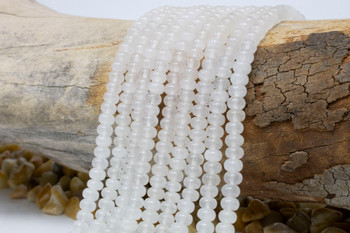 Jade Polished 4x6mm Faceted Rondelle - Dyed Milky White