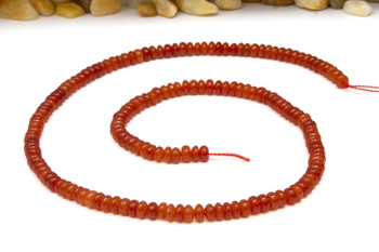 Jade Polished 2x4mm Smooth Rondelle - Dyed Bright Terracotta