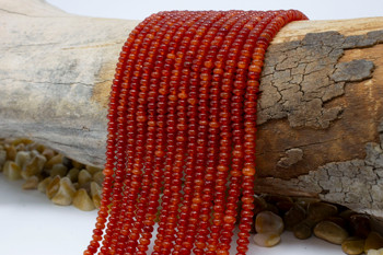 Jade Polished 2x4mm Smooth Rondelle - Dyed Bright Terracotta