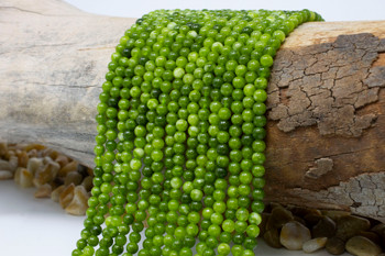 Jade Polished 4mm Round - Dyed Lime