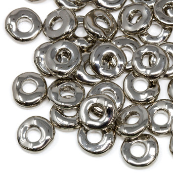 Platinum Plated Polished 10.5-11mm Anti Tarnish Nugget Spacer - 4mm Hole