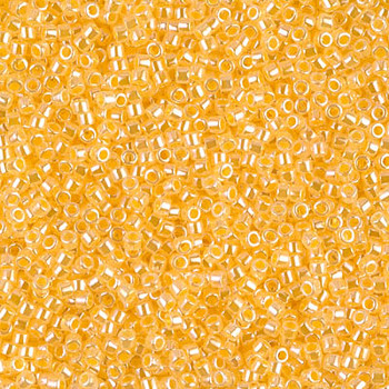 Delicas Size 11 Miyuki Seed Beads -- 233 Crystal Luster / Yellow Lined 