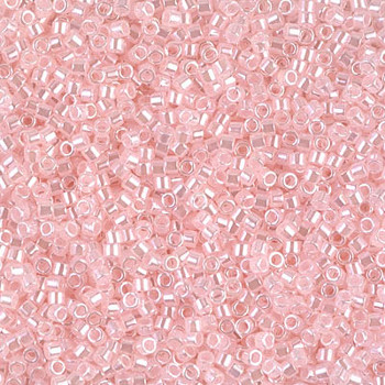 Delicas Size 11 Miyuki Seed Beads -- 234 Crystal Luster / Pale Salmon Lined 