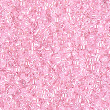 Delicas Size 11 Miyuki Seed Beads -- 244 Crystal Luster / Light Pink Lined 