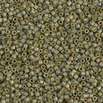 Delicas Size 11 Miyuki Seed Beads -- 372 Metallic Light Yellow / Green Matte