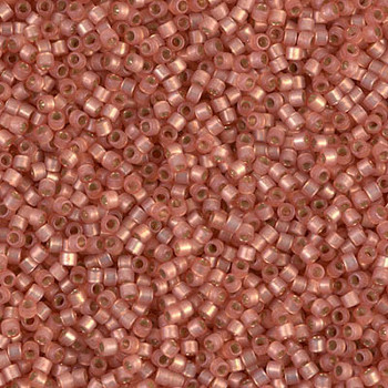 Delicas Size 11 Miyuki Seed Beads -- 622 Dyed Peach Alabaster / Silver Lined