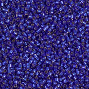 Delicas Size 11 Miyuki Seed Beads -- 696 Dyed Cobalt Semi Matte / Silver Lined