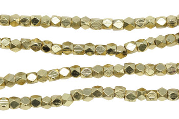 Gold Plated Brass 3mm Faceted Cube