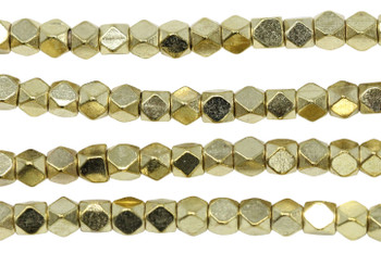 Gold Plated Brass 4.5mm Faceted Cube