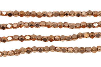 Rose Gold Plated Brass 4.5mm Faceted Cube