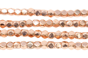 Rose Gold Plated Brass 7mm Faceted Cube