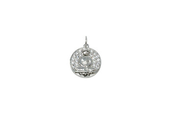 Silver Micro Pave Sitting Budda Coin Charm