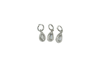 Silver Drop 8x4mm Micro Pave Charm