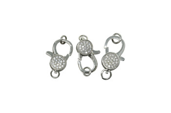 Silver 18x10mm Micro Pave Lobster Clasp