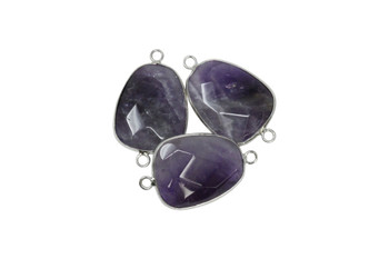 Amethyst Silver Edge 35x20mm Faceted Connector