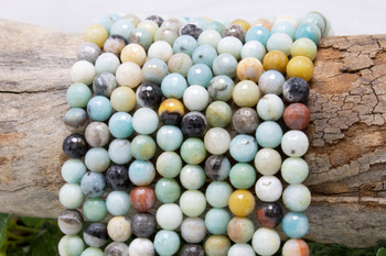 Amazonite Multi Color Polished 8mm Faceted Round