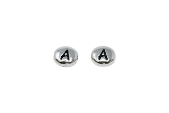 A Alphabet Bead - Rhodium Plated