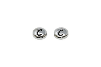 C Alphabet Bead - Rhodium Plated