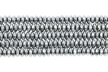 Platinum Plated Hematite Polished 3x6mm Faceted Rondelle