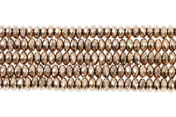 Rose Gold Plated Hematite Polished 3x6mm Faceted Rondelle