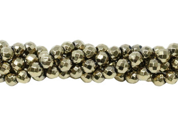 Pyrite Color Plated Hematite Polished 4mm Faceted Round