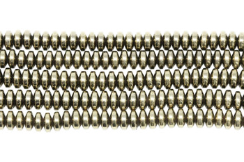 Pyrite Color Plated Hematite Polished 3x6mm Rondelle