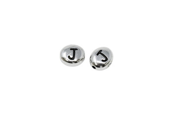 J Alphabet Bead - Rhodium Plated