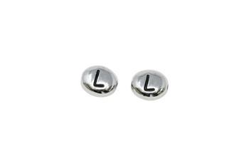 L Alphabet Bead - Rhodium Plated