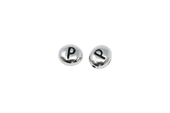 P Alphabet Bead - Rhodium Plated