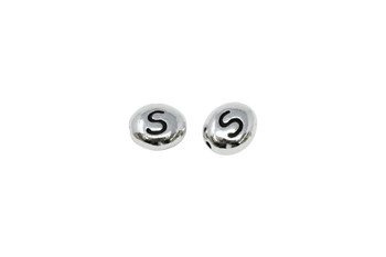 S Alphabet Bead - Rhodium Plated