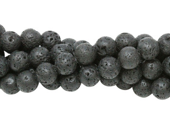 Black Lava Rock Coated Natural 8mm Round