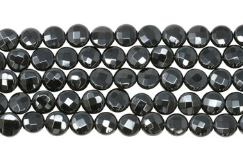 Black Onyx Polished 10mm Faceted Coin