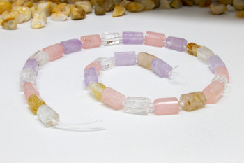 Amethyst, Rose Quartz, and Citrine Polished 8-9x11-12mm Irregular Cuboid