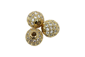 Gold 8mm Micro Pave Round Bead