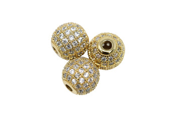 Gold 10mm Micro Pave Round Bead