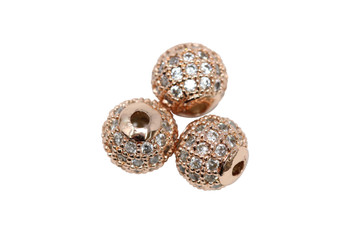 Rose Gold 8mm Micro Pave Round Bead