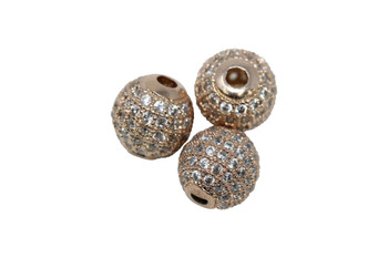 Rose Gold 10mm Micro Pave Round Bead