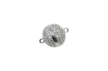 Silver 10mm Micro Pave Round Magnetic Clasp