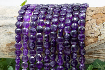 Amethyst A Grade Polished 8mm Faceted Coin