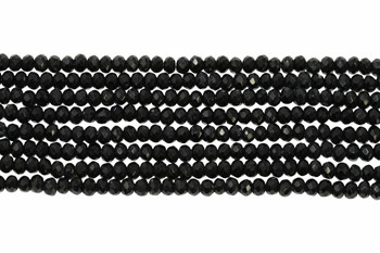 Glass Crystal Polished 1.5x2mm Faceted Rondel - Opaque Black