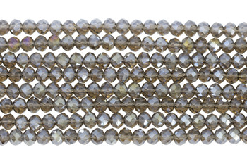 Glass Crystal Polished 4.5x5.5mm Faceted Rondelle - Transparent Smoke AB
