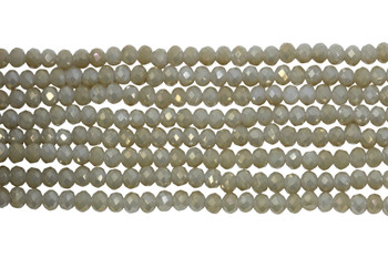 Glass Crystal Polished 3x3.5mm Faceted Rondelle - Ivory Satin Gold Luster Plated
