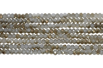 Glass Crystal Polished 2x3mm Faceted Rondelle - Light Ivory Satin Half Topaz Plated