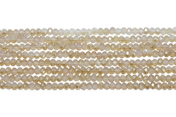 Glass Crystal Polished 2x3mm Faceted Rondelle - Light Topaz Opal Half Plated