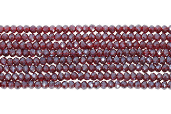 Glass Crystal Polished 2.5x3mm Faceted Rondelle - Dark Berry Satin