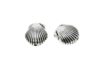 Small Shell Bead  - Silver Plated