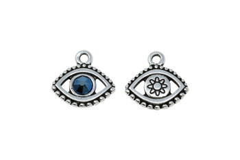 Evil Eye Charm - Swarovski - Silver Plated