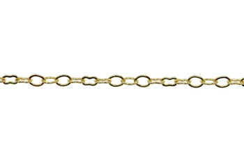 Gold Plated 5x3mm Peanut Link Chain - Sold By 6 inches