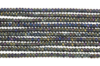 Glass Crystal Polished 1.5x2mm Faceted Rondelle - Purple Iris Full Plated